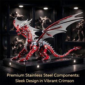 Kit Modello Puzzle 3D in Acciaio Inossidabile di Pterosauro, Scultura Meccanica Steampunk per Adulti, Decorazione per Ufficio e Regalo (Rosso) - Product Image 5