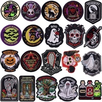 Patch décoratif brodé style punk Halloween, citrouille, fantôme, chauve-souris, pour chapeaux et vêtements