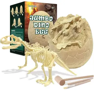 Kit penggalian kerangka dinosaurus 5 dalam 1 mainan telur Dino Jumbo untuk anak-anak Temukan berbagai macam Model fosil dinosaurus