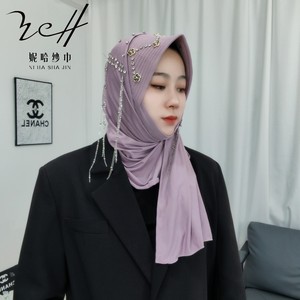 Foulard de mode pour <span class=keywords><strong>femme</strong></span> en gaze à franges double face, style industriel, avec motif chapeau éponge et lame - Product Image 3
