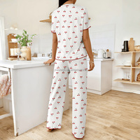 Pyjamas imprimés populaires à manches courtes pour femmes confortables à jambes larges peuvent être portés à l'extérieur des vêtements de maison pour dames