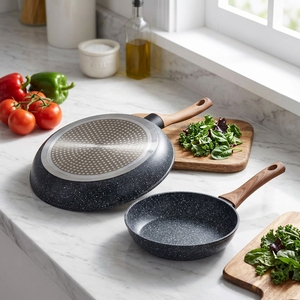 Set di 3 Padelle Antiaderenti in Granito Wellhouse, Adatte al Forno, con Manico in Legno Rimovibile Resistente al Calore - Product Image 4