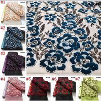 Tissu en velours avec paillettes, tissu textile personnalisé, velours lourd avec perles et paillettes, dentelle, tissu brodé avec fleurs 3D