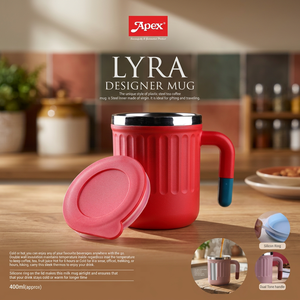 แก้วกาแฟสแตนเลสสตีลสองชั้นเก็บความร้อน ANAX LYRA พร้อมฝาเกลียว หูจับสองสี ความจุขนาดใหญ่ เหมาะสำหรับการเดินทางและเป็นของขวัญ - Product Image 3