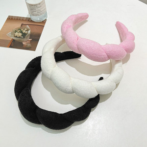 Diadema de tela de felpa tipo esponja para mujer, bandana Popular a la moda para maquillaje, diadema de spa para el cuidado de la piel