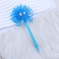 Stylo Bille Anti-Stress en Caoutchouc Orange Personnalisé, Design Créatif, Mignon et Adorable, Tête de Monstre Pieuvre Pelucheuse
