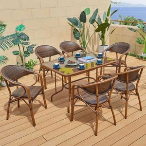 Silla de ratán para patio francés, juego de sillas de comedor al aire libre para restaurante, juegos de sillas de ratán para balcón Bistro - Product Image 3