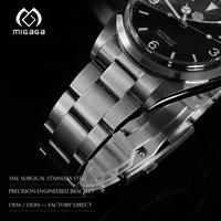 Montre-bracelet d'affaires 39 mm en acier inoxydable avec verre saphir, index lumineux, logo personnalisé, mouvement à quartz