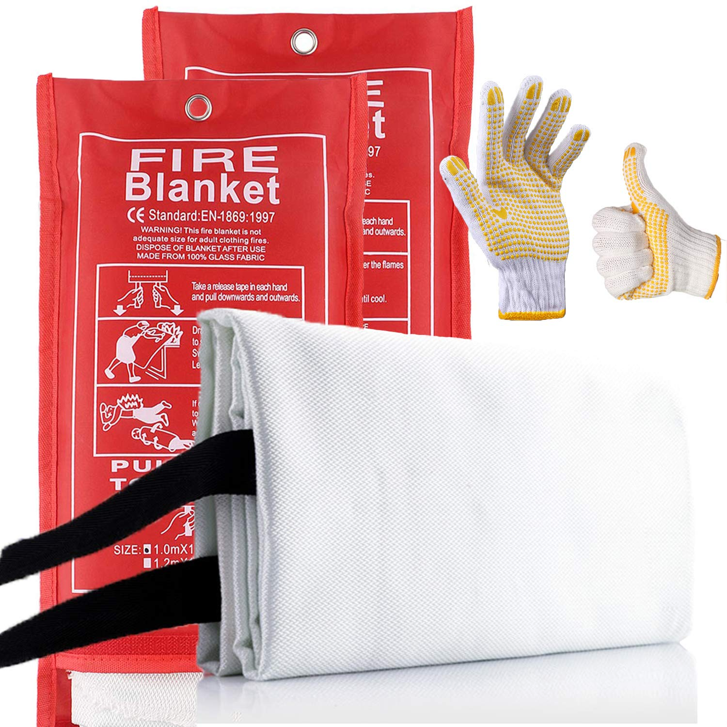 Couverture de feu d'urgence certifiée BSI pour cuisine 1m x 1m, tissu en fibre de verre pour laboratoire