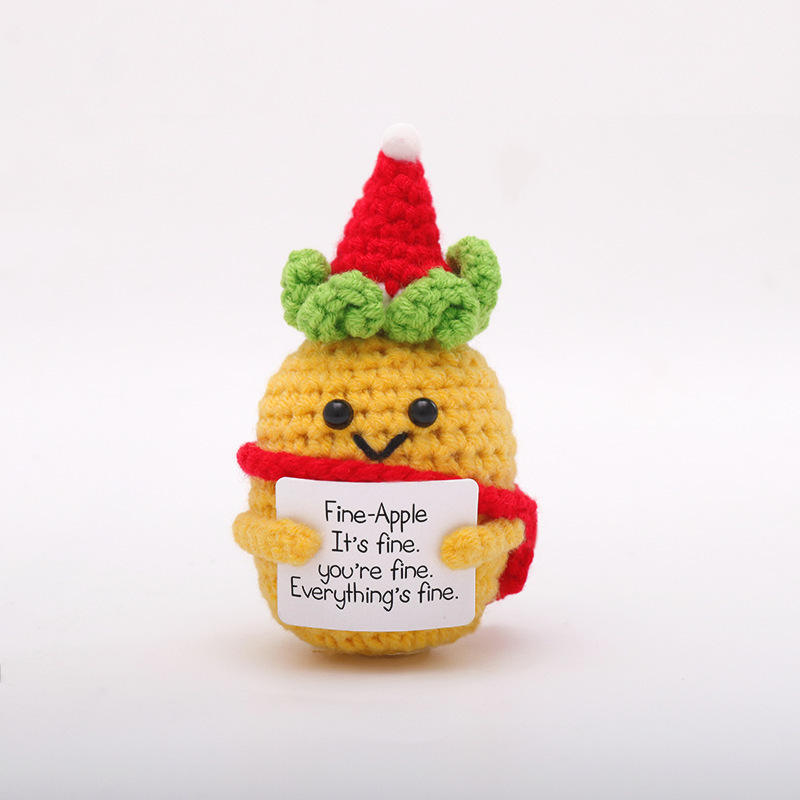 Ananas rond no9 poulet jaune chapeau de noël f carte yeux