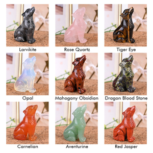 Oferta Especial: Escultura de Lobo en Piedra Natural, Tallado en Cristal, para Decoración y Sanación - Product Image 2