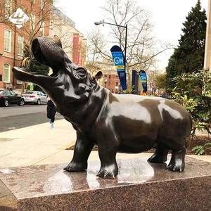 Sculpture en bronze d'hippopotame grandeur nature, moderne, personnalisée, de haute qualité, pour l'extérieur, parc, art métallique - Product Image 2