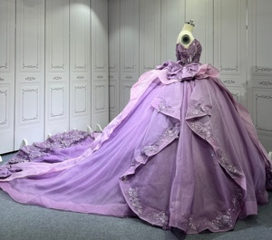 Vestidos de Quinceañera Mumuleo Sweet 16 con Hombros Descubiertos, Vestidos de 15 Años con Cuentas y Borlas, Estilo Fiesta, Largos hasta el Suelo, con Lazo de Encaje - Product Image 4