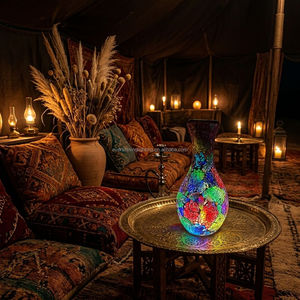 Lampe en mosaïque de verre artisanale colorée de <span class=keywords><strong>Marrakech</strong></span> avec base en métal, lampe de bureau turque marocaine USB pour la décoration du salon - Product Image 6