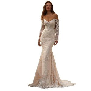 European American Style Wedding Dress Ivory <b>White</b> <b>Lace</b> Mermaid Silhouette Strapless High Waist Backless Zipper Detail - Product Image 5