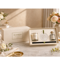 Coffret cadeau de parfums d'ambiance de luxe sur mesure pour la maison, avec diffuseur à bâtonnets, bougie en cire de soja et gypse aromatique