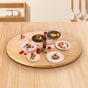 Bandeja giratoria redonda de bambú y madera para servir en la cocina, para uso doméstico. - Product Image 4