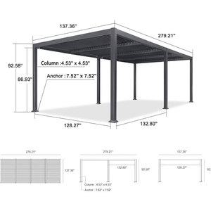 Özelleştirilmiş dayanıklı yüksek kaliteli motorlu alüminyum toz kaplı <span class=keywords><strong>Carport</strong></span> UV kaplı Modern açık Pergola tek/2-araba garaj - Product Image 5