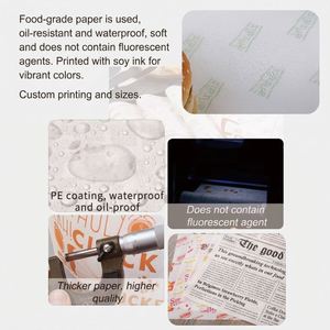 Custom Printed Waterproof <b>Greaseproof</b> Food Grade Wrapping <b>Paper</b> Eco-Friendly Biodegradable for Sandwich Burger Burrito Packaging - Product Image 5