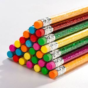 Crayon en bois écologique HB avec gomme, poudre de paillettes, graphite, fournitures scolaires pour enfants, crayons fantaisie standard - Product Image 2