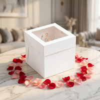 Boîte à gâteau blanche personnalisée de 8, 10 ou 12 pouces avec fenêtre transparente, emballage élégant pour boulangerie pour événements spéciaux