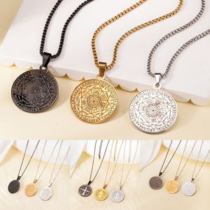 Daihe Unisex Bảy Tổng Lãnh Thiên Thần Dấu Hiệu Amulet Vòng Cổ Tôn Giáo Thép Không Gỉ Đồng Xu Đĩa Rune Totem Ma Thuật Mảng Cho Nam Giới Và Phụ Nữ - Product Image 1