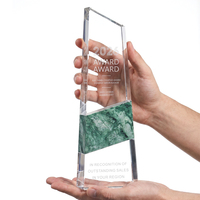 Trophée personnalisé en marbre cristallin, gravé au laser 3D, plaque pilière inclinée, reconnaissance d'employés d'entreprise