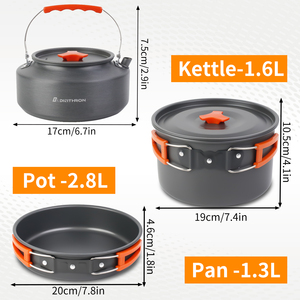 Taşınabilir Hafif Açık Hava Kamp Yemek Pişirme Seti Yüksek Kaliteli Alüminyum Alaşımlı Kamp Yemek Pişirme Seti Kampçılık, Yürüyüş, Seyahat ve Karavan Gezileri için - Product Image 3