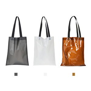 Sac fourre-tout en PVC mat imperméable semi-transparent avec poignée large en sangle, renforts bartack, style minimaliste, idéal pour la plage - Product Image 1