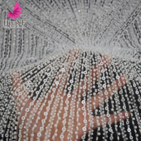 HY3262 Nouvelle Arrivée Tissu de Mariée Brillant en Dentelle Broderie Française à Paillettes avec Longues Perles et Nacre