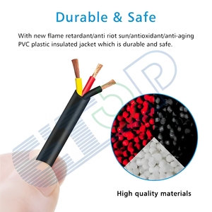 Câble d'extension électrique <span class=keywords><strong>de</strong></span> calibre 18, 3 conducteurs en cuivre avec mise à la <span class=keywords><strong>terre</strong></span>, câble <span class=keywords><strong>noir</strong></span> à 3 brins RVV pour l'éclairage LED - Product Image 6