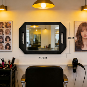 Specchio classico nero doppio palmare bellezza specchio infrangibile <span class=keywords><strong>parrucchiere</strong></span> Make Up salone barbiere specchio quadrato - Product Image 6