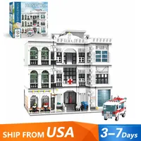 4958 pièces – Ensemble de bâtiments hospitaliers en plastique avec 17 figurines – Maquette modulaire d'architecture urbaine à assembler – Kit de jouets DIY