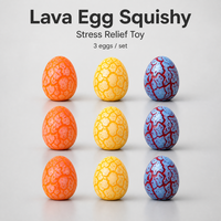 Jouets Squishy Œuf de Lave Craquelé à Coque Souple et Rebond Lent, Lot de 3 Styles, pour Bureau et Détente
