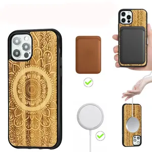 Venta caliente Cherry Wood Magnetic Attraction Phone Case Mobile Covers para IPhone 14 15promax