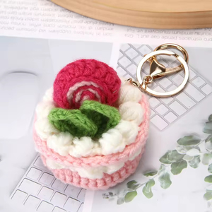 En gros, porte-clés lumineux en peluche au crochet, fini, doux, en forme de gâteau Dim Sum de dessin animé, pendentif dessert, breloque pour accessoires de <span class=keywords><strong>voiture</strong></span> et de sac - Product Image 4