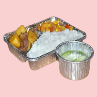 Barquette alimentaire rectangulaire jetable en aluminium alimentaire, écologique, résistante au four, à 3 compartiments, avec couvercle en plastique