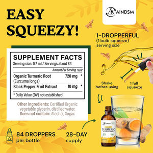 Vente flash : Gouttes liquides de curcuma avec poivre noir, stimulent l'immunité et la santé pour les adultes, liquide oral pour la mobilité des articulations - Product Image 2