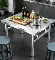 Table pliante en acier inoxydable 304 de qualité alimentaire, facile à nettoyer, portable, carrée, pour repas et préparation de barbecues