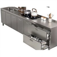 Meuble de cuisine en acier inoxydable 304, unité de cuisson domestique, armoire de rangement pour cuisine rurale, idéal pour petites maisons, style minimaliste et moderne