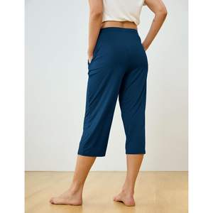 Pantalones de Pijama Capri de Bambú y Algodón para Mujer, Cómodos, con Bolsillos, Ropa de Dormir Personalizada al por Mayor, OEM ODM - Product Image 2