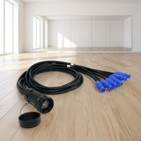 Câble d'alimentation électrique pour éclairage de scène en PVC, avec prise femelle 16A, câble de dérivation électrique, 19 broches Socapex vers Powercon
