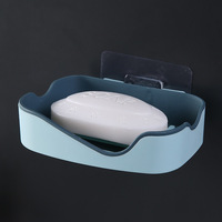 Porte-savon double couche imperméable avec étagère d'égouttage adhésif fort sans perçage mural pour décor de rangement de salle de bain à la maison