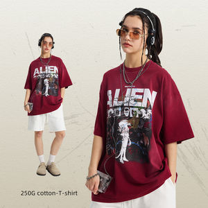 Hot High Quality Unisex 250g Heavyweight Sun Faded Vintage Pattern Printing Men's T Shirt - Product Image 4