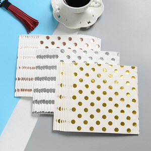 Gold Polka Dot Paper Napkins 330mm Disposable For Wedding Party Holiday - Product Image 1