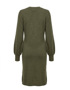 Robe pull décontractée anti-rides à col en V, moulante et unie (pour le traitement des tissus et la catégorie des vêtements) - Product Image 3