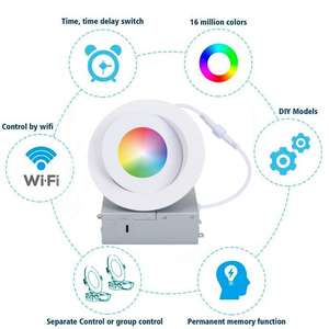 Projecteur orientable à changement de couleur RGBCW de 16 millions de couleurs, 4 pouces, LED, rétrofit, encastré, avec boîte de jonction - Product Image 3
