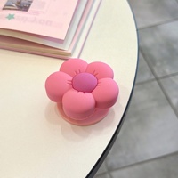 Support de téléphone universel en silicone souple avec ventouse, motif fleur mignonne, support de bureau extensible Kawaii avec anneau de maintien pour doigt