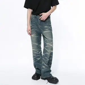 GDTEX denim design personalizzato jeans dritti da uomo tie dye jeans oversize pantaloni jeans da uomo