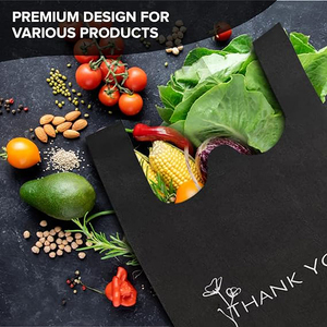 Supermarket Grocery Shopping Recycled Washable T-Shirt W Cut Vest Tote <b>Black</b> Non Woven Thank You <b>Bags</b> - Product Image 2